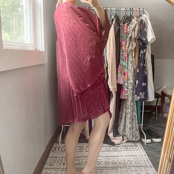 Anthropologie Toulon Pleated Mini Dress Plum S - Picture 3 of 9